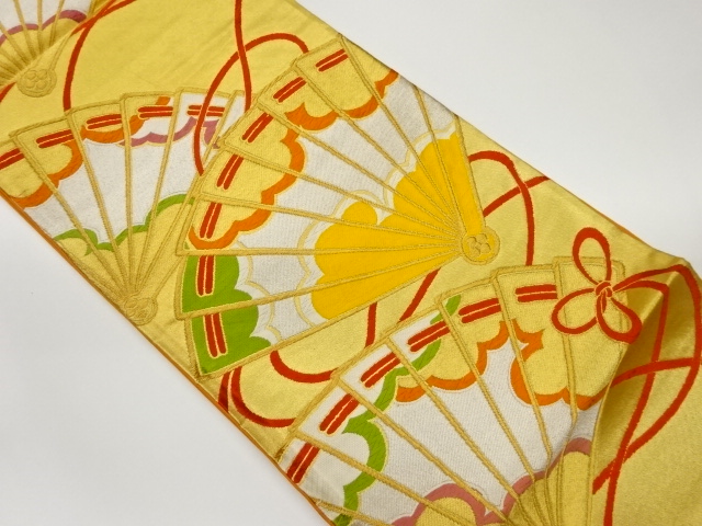 アート裕織物製　檜扇模様織出し袋帯